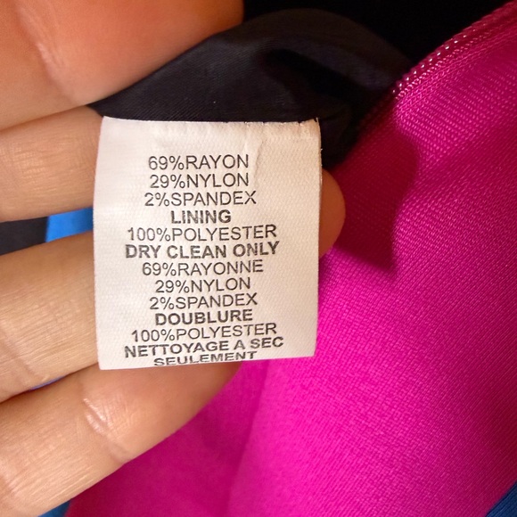 Trina Turk Colorblock Sheath Dress Pink Blue Black Sleeveless Stretch Small - Picture 11 of 13